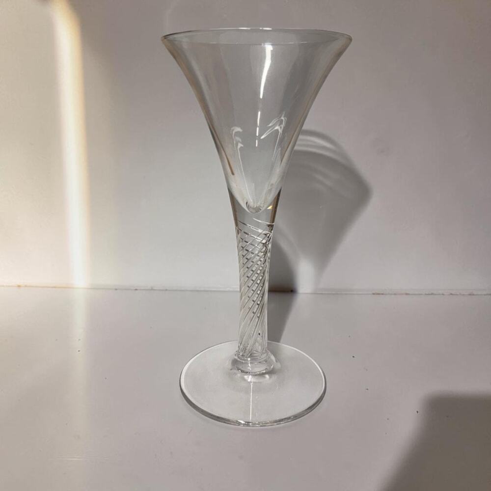 Vintage Crystal Trumpet Wine Martini Glass 6.5" Tall Large Georgian Cordial